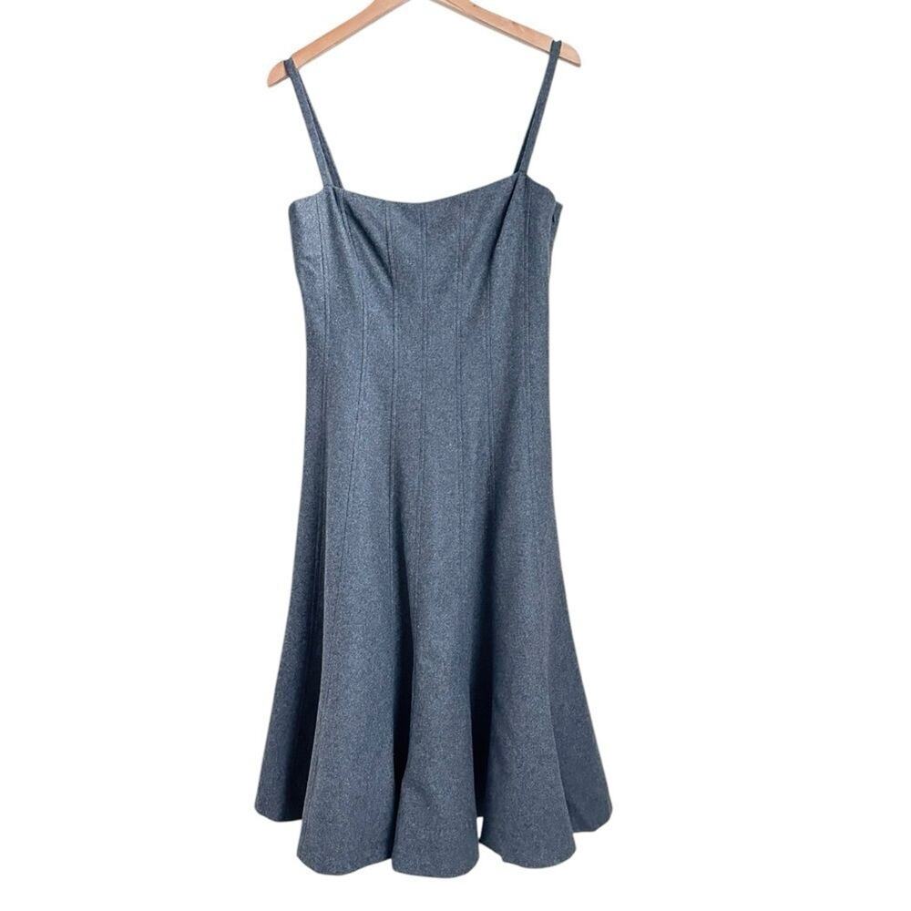 Rugby Ralph Lauren Gray Fit Flare Wool Dress Size 10 Academia Preppy Schoolgirl